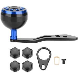 Tbest Knob Power Handle Grip,Fishing Reel Handle CNC Knob with Fittings Replacement Parts Accessory (Black+Blue)