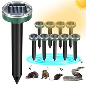 Mole Repellent Solar Powered  Pack Snake Repellent Ultrasonic, Groundhog Repeller,Gopher Repeller Sonic Mole Deterrent Spikes, Snake Gopher Mole Vole Repellent Outdoor for Lawn Garden & Yard