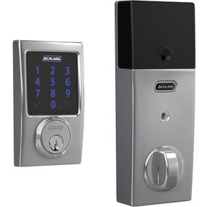 Schlage Connect Smart Deadbolt Lock with Touchscreen Keypad, Keyless Front Door Entry, Z-Wave Plus Compatible, Bright Chrome, BE469ZP CEN 625