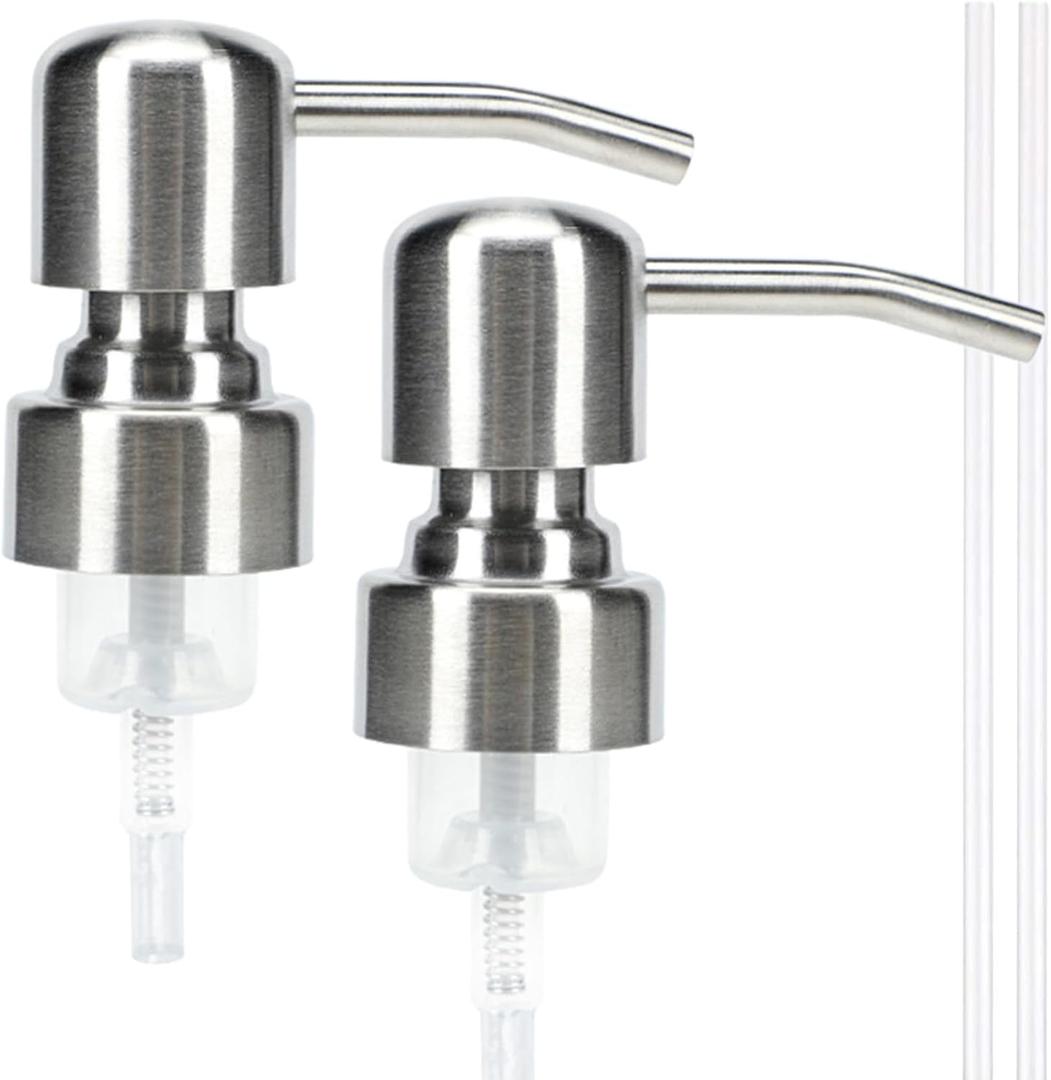 Foaming Soap Dispensers Pump for 27mm/1.06" Thread Mouth Dispenser Bottles (Glass, Ceramic, and Resin Bottles are not Suitable) 2 PCS Stainless Steel Foaming Pump