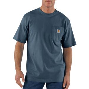 Carhartt Mens Loose Fit Heavyweight Short-Sleeve Pocket T-Shirt Work Utility t Shirts, Bluestone, Small US