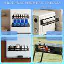 Stbhgfrxr magnetic spice rack for refrigerator, 3-pack magnetic shelf, mobile 10-hook kitchen organizer, magnetic shelves and magnetic shelf for fridge