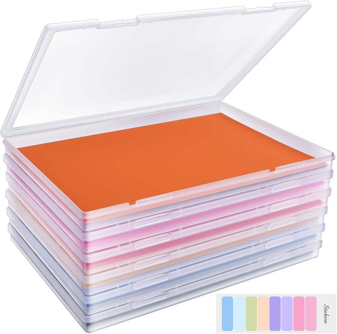 6 Pack Photo Storage Box, Fits 8" x 10" Photo, Large Plastic Scrapbook Paper Storage with Snap-Tight Latch, Photo Organizer for Protecting Photos, Crafts, Scrapbooks, Office Supplies, A4 Files