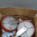 Nisorpa 8 inch Heavy Duty Caster Set of 4 Red Polyurethane Steel Caster Wheels Flat Free for Industrial Trailer Furniture - 2 with Brakes and 2 without Brakes