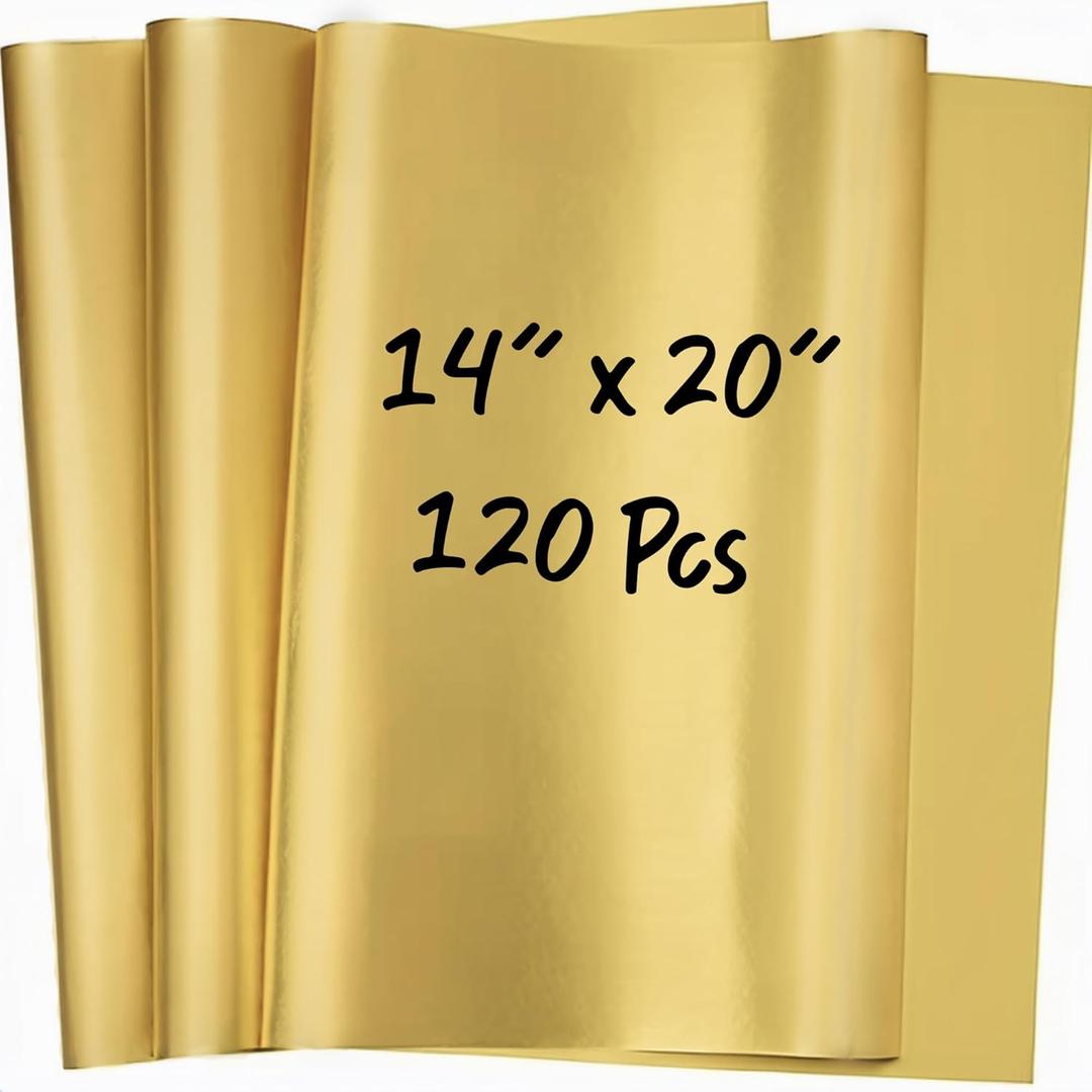 SANZIX 120 Sheets Metallic Gold Tissue Paper for Gift Bags 14" x 20" - Gift Wrapping Tissue for Christmas Gifts, Party & Wedding Decorations - Christmas Wrapping Paper for Holiday Xmas Decor