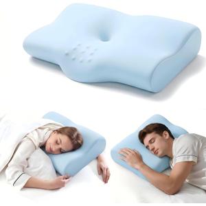 ALLJOY Cervical Neck Pillow for Sleeping,Ergonomic Memory Foam Cervical Pillow for Neck Pain Relief, Orthopedic Bed Pillow for Side Back Stomach Sleepers,Birthday for Women Men