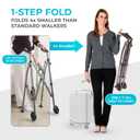 Stander Wonder Walker with 5-inch Wheels, Lightweight Folding Walker for Adults, Seniors, and Elderly, Collapsible Travel Walker, Ski Glides for Mobility Support, Compact, Black Walnut