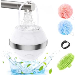 MoKo Bath Filter for Tub, 8 Stages Bathtub Water Filter, Bath Loofah Filter Water Softener Removes Contaminants for Healthier Skin, Hair, Portable Bath Filter with Shower Ball and Shampoo Brush, White