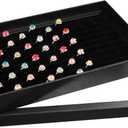 HEALLILY Velvet Ring Box 100slot, Black Ring Case, Stud Earring Organizers and Storage, 11.8 x 7 x 1.57 Inches Jewelry Box Display Case for Stud Earring Wedding Engagement Daily Jewelry Tray