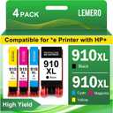 910 XL 910XL Ink Cartridges Combo Pack High Yield Replacement for HP 910XL Ink Cartridges for OfficeJet 8015e 8010 OfficeJet Pro 8025e 8020 8028e, 4-Pack (910XL4P Black Cyan Magenta Yellow)