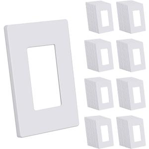 CML Screwless Decorator Wall Plates, 80 Pack 1-Gang Light Switch Covers, Single Decor Receptacle Outlet Cover, Impact Resistant, Standard Size 2.91 X 4.68, UL Listed, Gloss White