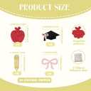 36Pcs Teacher Graduation Cupcake Toppers, Glitter Graduation Cap Apple Bow Pencil Cupcake Picks from Student to Teacher Cake Decorations for Class of 2026 Congrats Grad Party Supplies