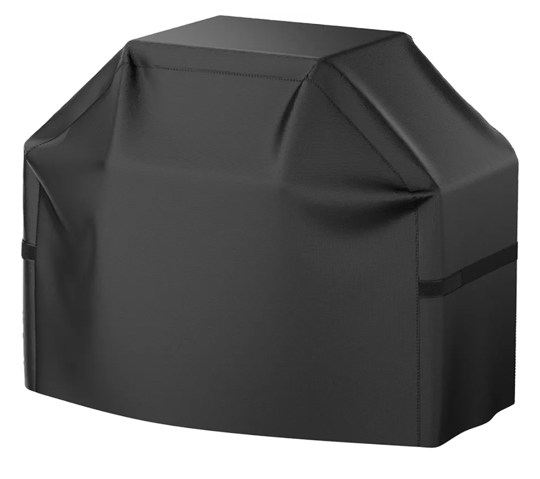 Grill Cover, 58 inch BBQ Gas Grill Cover for Outdoor Grill, Waterproof, Anti-UV, Rip-Proof, Fade Resistant Material, Barbecue Cover with Hook-and-Loop Straps & Adjustable Hem Drawstring, Black