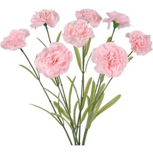 Champagne Carnations Artificial Flowers 8pcs 31.5inch Real Touch Flowers Fake Carnations for Floral Arrangements Home Wedding Dining Table Party Decor(Pink)