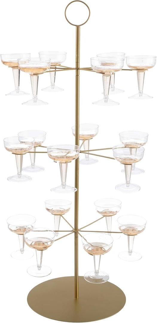 Lavish Home Cocktail Tree Stand - 3-Tier Champagne Tower Holds 18 Stemware Glasses - For Wedding, Shower, or Engagement Party Decorations (Gold) 