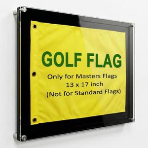 Acrylic Golf Flag Frame 15x19 for 13x17 Pin Flags, Clear Wall Mount | Three 5mm acrylic panels with stainless steel standoffs display 13x17 golf flags, photos, or certificates. Flag not included.