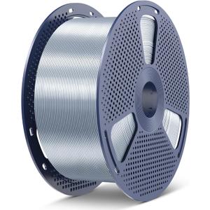 SUNLU 5KG PLA+ Silk 3D Printer Filament, 5KG(6.6lbs) Large Spool Silk Filament 1.75mm, Dimensional Accuracy +/-0.02mm, 1 Spool, Silver