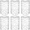 6 x Teenyyou 6 Pcs Clear Hammered Glass Shade Replacements for Pendant Light Fixtures Glass Lamp Shade Cover, 1-5/8 Inch Fitter E26 Base, 4"w x 6"h, Replacement Lamp Globe for Chandelier Wall Sconce
