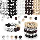 ASTARON 100 Pcs 15mm Silicone Beads for Keychain Making, Black Brown Round Beads for Bracelets Crafts Beadable Pens Decorations Jewelry Making Party Favors Supplies