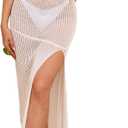 MAKABO Women's Summer Bathing Suit Beach Crochet Knit Cover Up Dress Bikini Swimsuit Coverups Vacation Outfits L