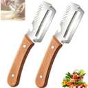 2Pcs Multifunctional Vegetable Peeler,Zero Snag Wooden Peeler,Zero Snag Wooden Kitchen Tool with Bottle Opener,3 in 1 Kitchen Gadgets Stainless Steel Peelers for Fruit Veggie