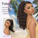 Isaic Ponytail Extension 16 Inch Long Wavy Curly Ponytails Drawstring Ponytail for Black Women Dark Brown Pony Tails Hair Extensions Synthetic Hairpiece for Daily Use