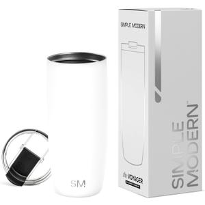 Simple Modern Travel Coffee Mug Tumbler with Flip Lid | Reusable Insulated Stainless Steel Cold Brew Iced Coffee Cup Thermos | Gifts for Women Men Him Her | Voyager Collection | 20oz | Winter White
