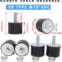 M10 Rubber Studs Shock Absorber Anti-Vibration Isolator Mounts, Rubber Cylindrical Vibration Isolation Mount for Air Compressors Garage Motor Diesel Engines with Non-Slip Nuts, 4 Pack Double Stud