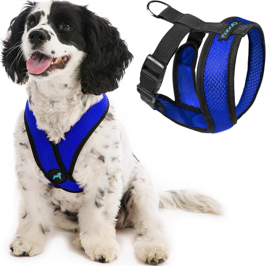 Gooby Comfort X Head In Harness - Blue, X-Large - No Pull Small Dog Harness Patented Choke-Free X Frame - Perfect on the Go Dog Harness for Medium Dogs No Pull or Small Dogs for Indoor and Outdoor Use (X-Large Chest (20.5-28"))