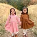 Vieille Toddler Baby Girls Fall Clothes Soft Knit Turtleneck Sweater Dress Long Sleeve Winter Outfits 2-6 Years (Brown)