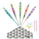 5Pcs Crochet Hooks Ergonomic Crochet Hook with Floral Plastic Grips Longer Smooth Glide Crocheting Hook for Arthritic Hands,Beginners & Professional Mother's Day Gifts Crochet Kit