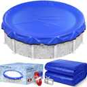 8FT Round Winter Pool Cover 500D Extra Thick Above Ground Pool Cover Above Ground Pool Protection with Winch and Cable Royal Blue