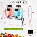 Lallisa 2 Pcs 2 Gallon Glass Drink Dispenser with Stand Ice Cylinder Hanging Chalkboard Signs 18/8 Stainless Steel Spigot Beverage Dispensers for Parties Mason Jar Drink Lemonade (Black Spigot)