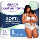 Always Discreet Postpartum and Adult Incontinence Underwear for Women, Large, Maximum Protection, 14 Count