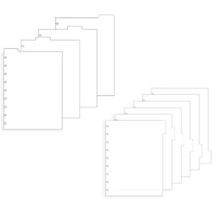 2 Set Discbound Divider 7x9.25'' Plastic 9 Disc Index Dividers Blank Side 6-Tab and Top 4-Tab Planner Inserts 10 Sheets Classic Size Frosted PP Discbound Notebook Dividers