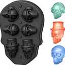Samuelwrold Premium Skull Ice Cube Mold - 3D Skeleton Head Mold t Halloween Ice Mold, Skull Silicone Mold for Ice, Chocolate, Candy, Skeleton Head Mold for Party & Decor2PC (Aqua Blue)