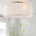 20" Caged Low Profile Ceiling Fan with Light, Flush Mount Boho Ceiling Fan with Light Remote Control, Bladeless 6 Speeds for Bedroom, Nursery, Living Room