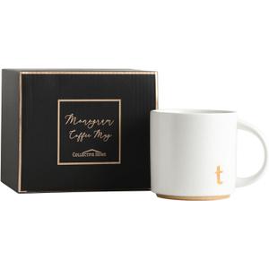 COLLECTIVE HOME - Monogram Ceramic Mugs, 15 oz Golden Initial Coffee Cups, Elegant Alphabet Tea Mugs, Elegant Personalized Mug with Gift Box, Luxurious Cups for Office and Home (t) (Gold-T)