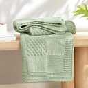 Amlie Home Checkered Chenille Knit Throw Blanket for Couch, Classic Texture Decorative Soft Blanket for Sofa, Chair & Bedroom, 50"x60", Sage Green