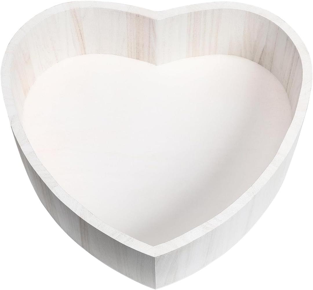 SAFIGLE Heart Shaped Baby Posing Basket Newborn Photography Prop Wooden Heart Box Lightweight Newborn Photo Shoot Case Portable Baby Photography Props 16.38 Inch