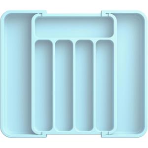 Aujen Silverware Organizer - Expandable Kitchen Drawer Organizer, Adjustable Utensil Organizer, Cutlery Tray for Forks, Knives, Multipurpose Kitchen Organizers and Storage Solution, Blue, Medium