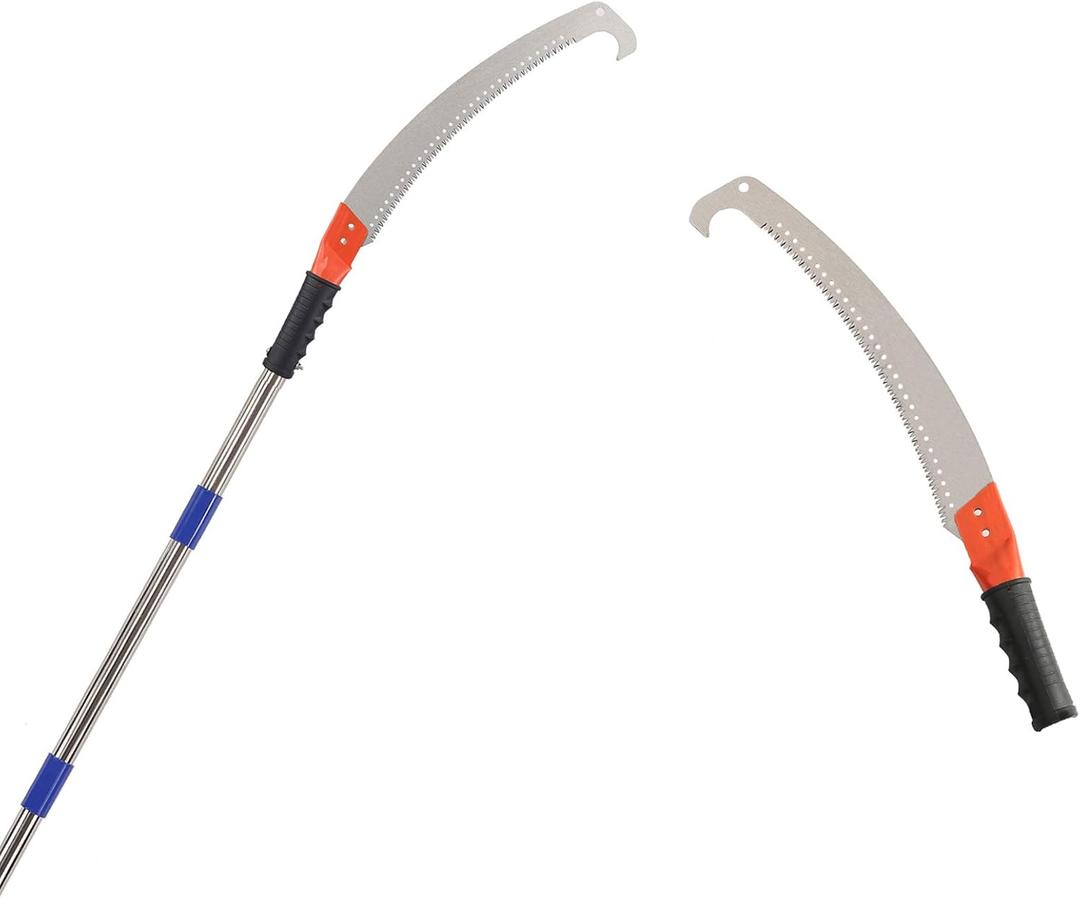 Pole Saw for Tree Trimming, 14FT Pole Tree Trimmer Long Pruning Saw, Manual Pole Cutter for Yard Garden and Patios Trees Branches Cutting