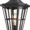 Emliviar Outdoor Lamp Post Light Fixture - 19 Inch Large Post Lantern Light, Black Finish with Clear Glass, XE221P BK
