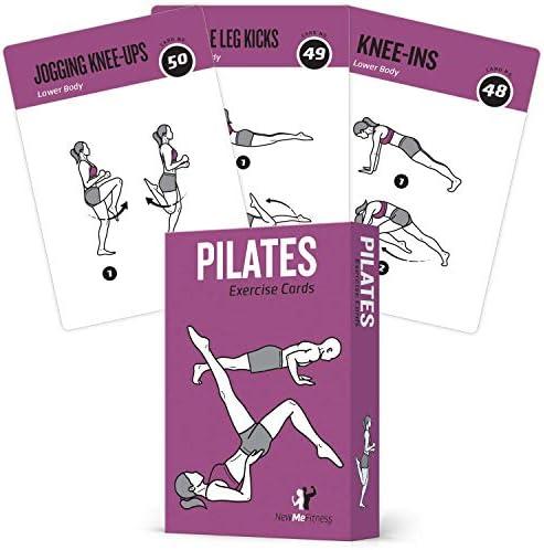 62 Pilates Exercise Cards, for Men/Women: Home, Gym or Studio: 50 Exercises, 12 Stretches 6 Training Exercises for Beginner to Advanced Waterproof