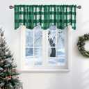 NICETOWN Christmas Plaid Valances for Windows, Rod Pocket Xmas Small Kitchen Valances Short Topper Curtains for Living Room Decor, 1 Panel, 52 by 18 inches Long, Green & White