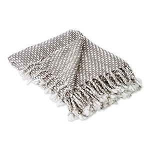 DII Textured Acryllic Woven Throw, Farmhouse Fringe Blanket, 50x60, Gray/White
