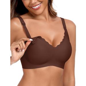 OEAK Nursing Bra for Breastfeeding Soft Supportive Maternity Bras Comfortable Wireless Pregnancy Bras Hands Free Pumping Bras (Medium, Coffee)