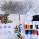 Winlyn 24 Sets Potted Christmas Tree Suncatchers Ornaments Decorations DIY Window Paint Art Suncatchers Winter Crafts Painting Kits for Kids Classroom Activities Art Project Party Favors