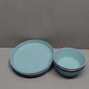 Grow Forward Premium Wheat Straw Plates and Bowls Sets - 8-Piece Wheat Straw Dinnerware Sets - Unbreakable & Reusable Microwave Safe Plastic Dinner Plates for Outdoors, RV, Camping Dishes - Seascape