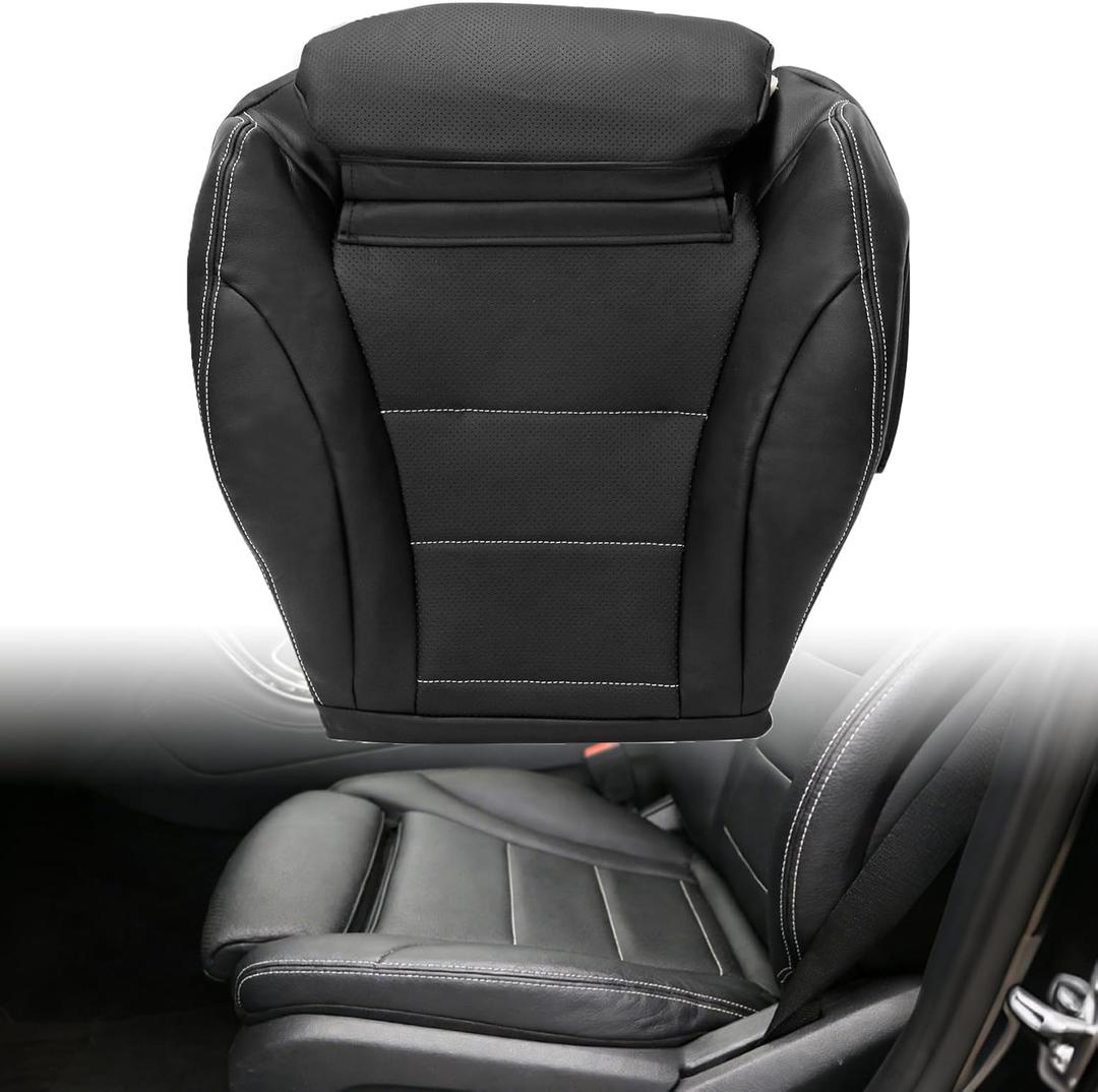 Priprilod Driver Side Bottom Replacement Microfiber Leather Seat Cover Black Compatible with Mercedes Benz C250 C300 C350 C350e C400 2015-2021 Fit for Mercedes Benz GLC300 GLC300e GLC350e 2016-2021